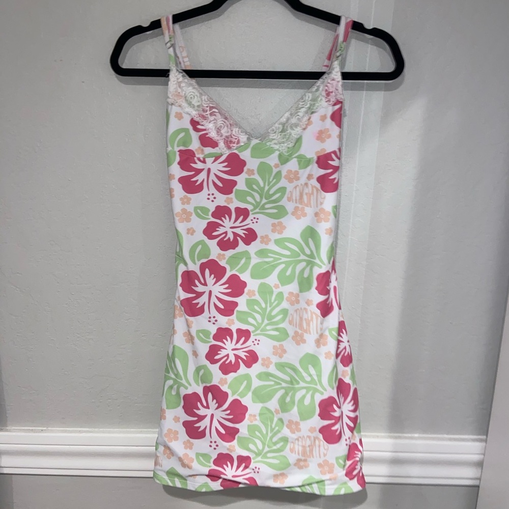 O-MIGHTY hibiscus floral print mini dress